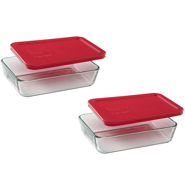 Pyrex 7210-PC Rectangle 3 Cup Storage Lid for Glass Dish 1, Red